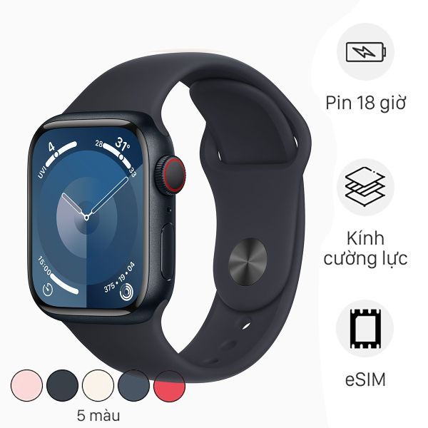 Apple Watch S9 LTE 41mm Viền Nhôm Dây Cao Su (VN/A)