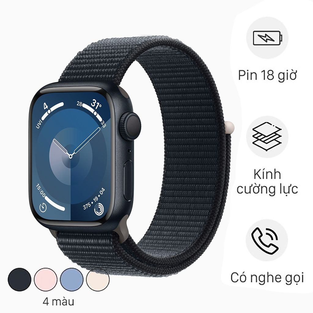 Apple Watch S9 GPS 41mm Viền Nhôm Dây Vải (LL)