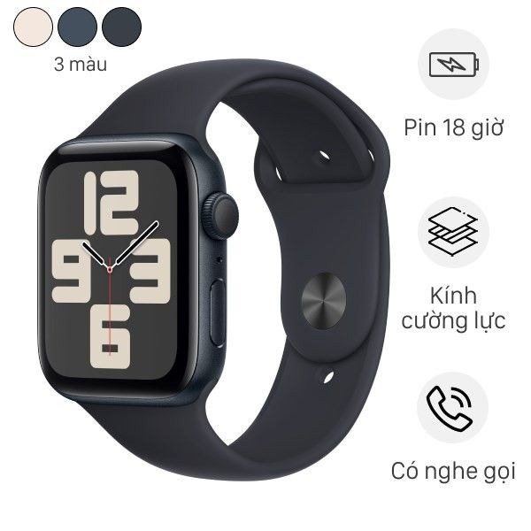 Apple Watch SE 2023 GPS 44mm Viền Nhôm Dây Cao Su (LL)