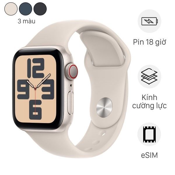 Apple Watch SE 2023 LTE 40mm Viền Nhôm Dây Cao Su (Chính hãng)