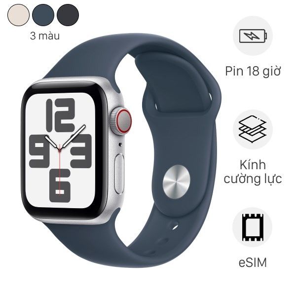 Apple Watch SE 2023 LTE 44mm Viền Nhôm Dây Cao Su (Chính hãng)