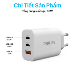 Cốc sạc nhanh Philips 65W