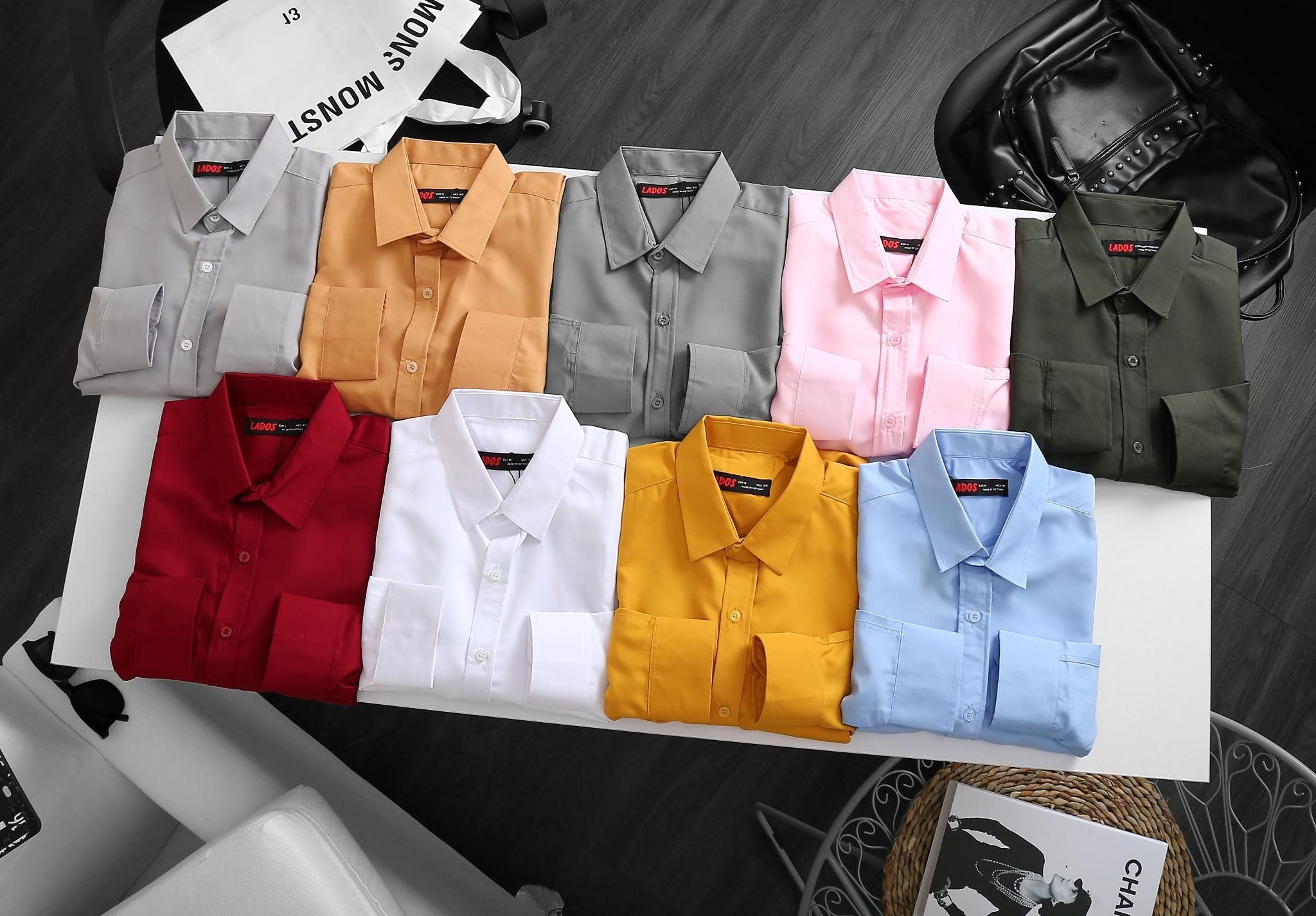 Áo sơ mi trơn vải đẹp LADOS-777