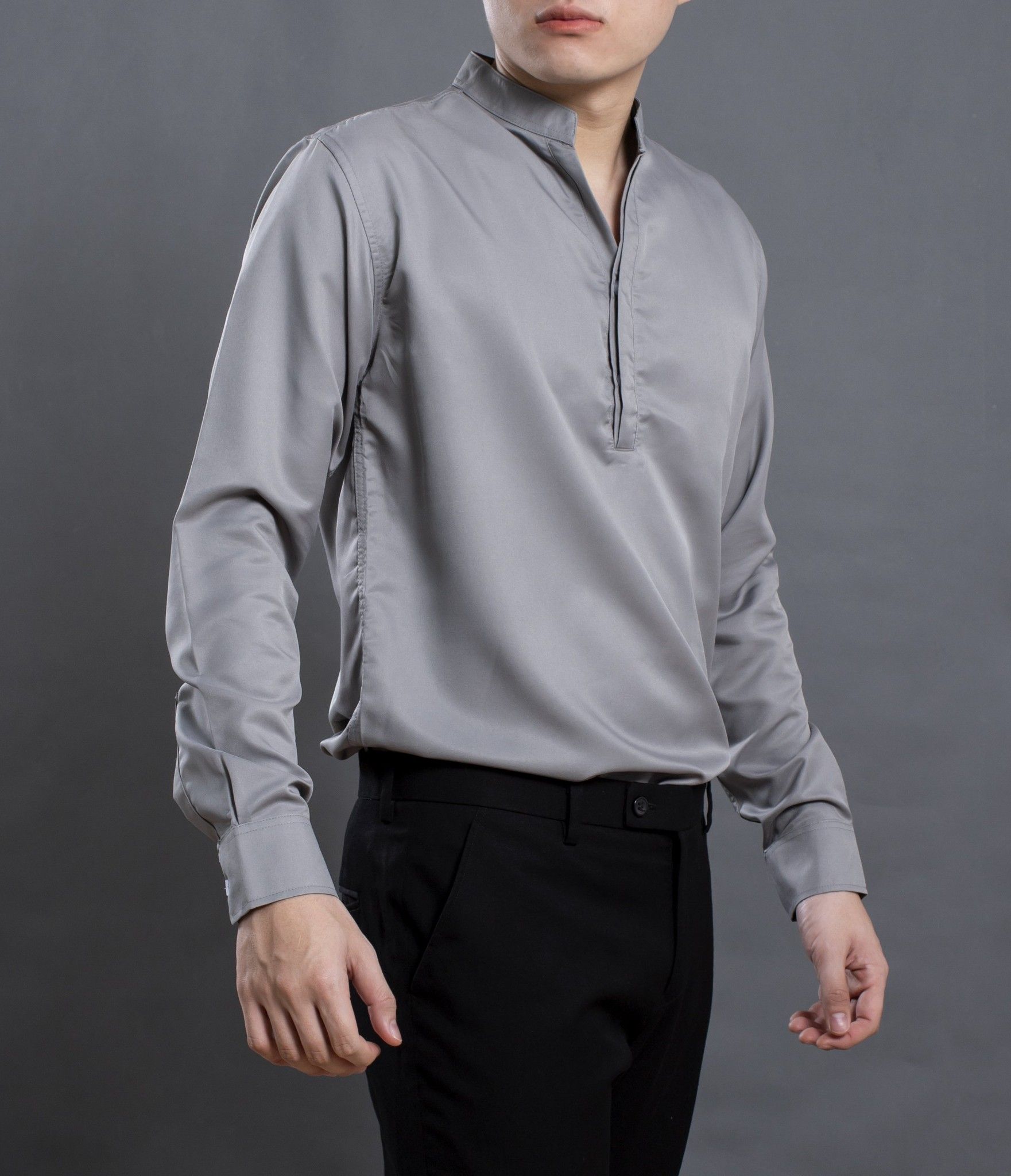 Áo sơ mi nam cổ trụ tay dài LADOS-8045