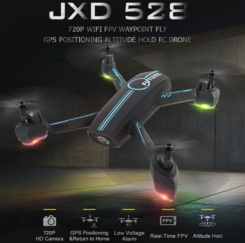 JXD 528 Pro, có GPS. Camera Wifi 5G, Hết pin mất sóng tự bay về.