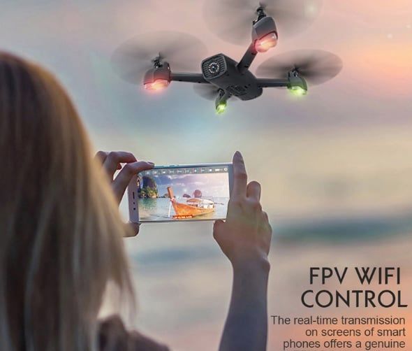JXD 528 Pro, có GPS. Camera Wifi 5G, Hết pin mất sóng tự bay về.