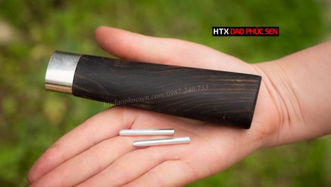 Cán dao bếp gỗ mun khâu inox - M1INOX ( tặng 2 chốt inox )