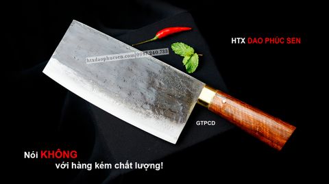 Dao thái phở bản 10 - Thép nhíp ô tô - Cán cẩm khâu đồng - GTPCD / HTX DAO PHÚC SEN