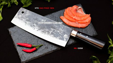 Dao chặt gà sắc bén - Thép nhíp ô tô - Cán mun khâu inox - G05M / HTX DAO PHÚC SEN