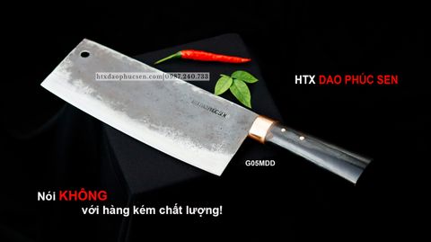 Dao chặt gà sắc bén - Thép nhíp ô tô - Cán mun khâu đồng - G05MDD / HTX DAO PHÚC SEN