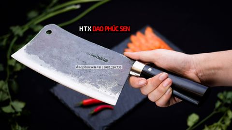 Dao chặt gà sắc bén -Thép nhíp ô tô - Cán mun khâu inox - N09M / HTX DAO PHÚC SEN