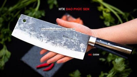 Dao chặt gà sắc bén - Thép nhíp ô tô - Cán mun khâu inox - G05M / HTX DAO PHÚC SEN