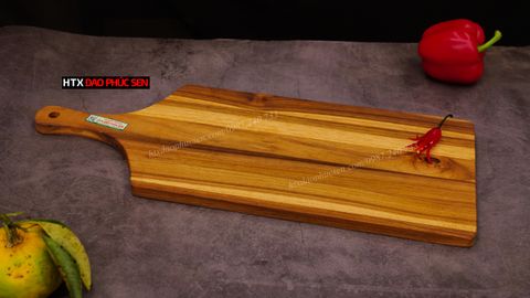 Thớt Gỗ Teak Cao Cấp - Cắt Thái, Trang Trí - 50x20x1,4cm - CNTC03 | HTX DAO PHÚC SEN