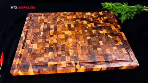 Thớt Gỗ Teak Cao Cấp - Cắt thái, Trang Trí - 51x38x2,5cm - DC08 | HTX DAO PHÚC SEN