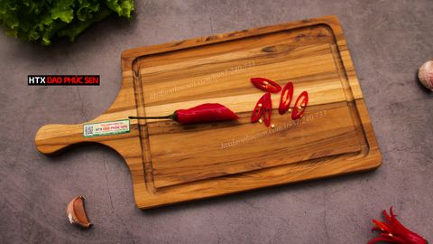 Thớt Gỗ Teak Cao Cấp - Cắt Thái, Trang Trí - 35x18x1,4cm - CNTC07 / HTX DAO PHÚC SEN