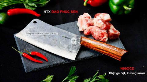 Dao chặt gà sắc bén -Thép nhíp ô tô - Cán ốp nu - N09OCD / HTX DAO PHÚC SEN