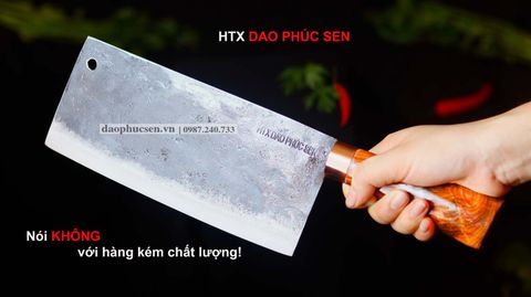 Dao chặt - thái bản 10 - Thép nhíp ô tô - Cán cẩm khâu đồng - CTB10DD / HTX DAO PHÚC SEN