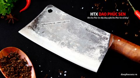 Dao chặt gà sắc bén -Thép nhíp ô tô - Cán ốp nu - N09OND / HTX DAO PHÚC SEN