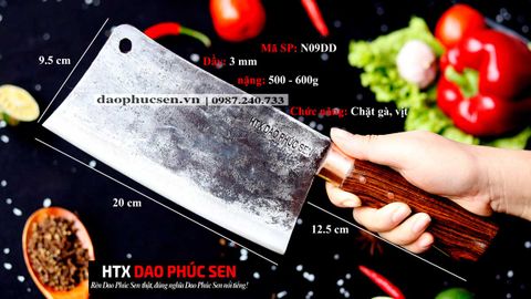 Dao chặt gà sắc bén -Thép nhíp ô tô - Cán cẩm khâu đồng - N09DD / HTX DAO PHÚC SEN