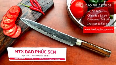 Dao phile sắc bén - Thép nhíp ô tô - Cán cẩm khâu inox - N03 / HTX DAO PHÚC SEN