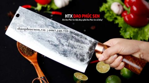 Dao chặt xương sắc bén - Thép nhíp ô tô - Cán cẩm khâu đồng - G06DD / HTX DAO PHÚC SEN