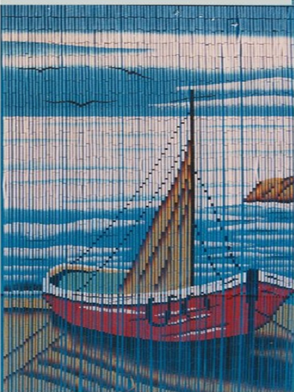 Mành trúc hình thuyền và biển MTLC001 || Boat and sea bamboo curtain MTLC001