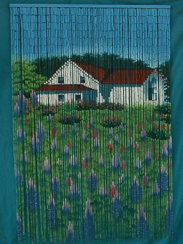 Mành trúc hình ngôi nhà MTLC012 || The house and flower bamboo curtain MTLC012