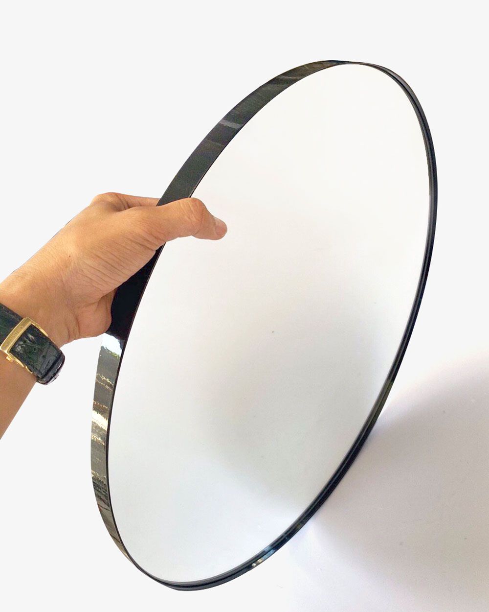 Gương Tròn Viền Thép Tĩnh Điện Đen