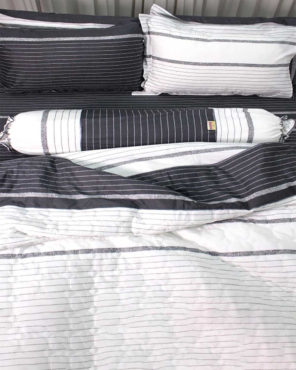 Bộ Ga Gối Cotton Sọc Đen Trắng