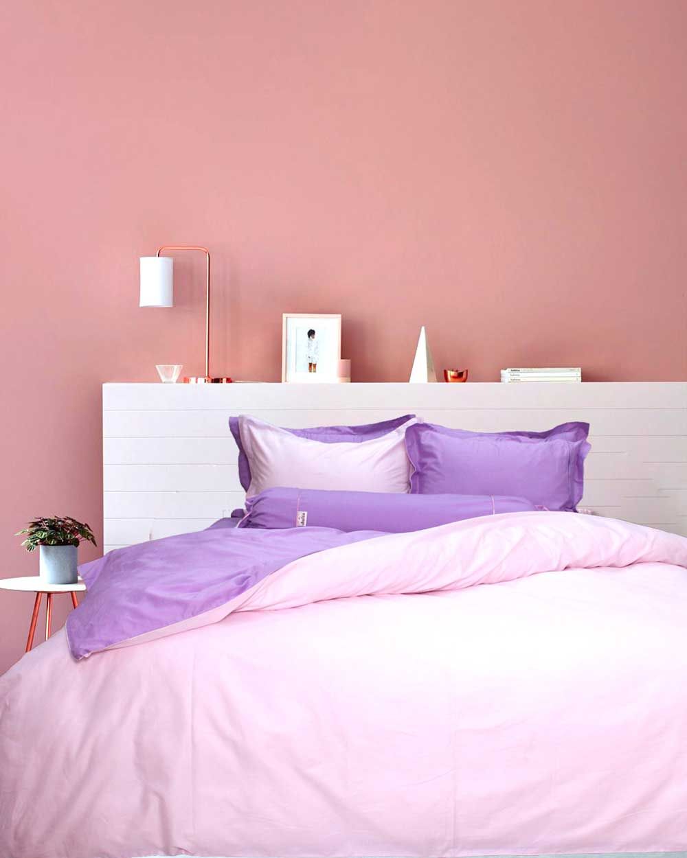 Bộ Ga Gối Cotton Satin Tím Hồng