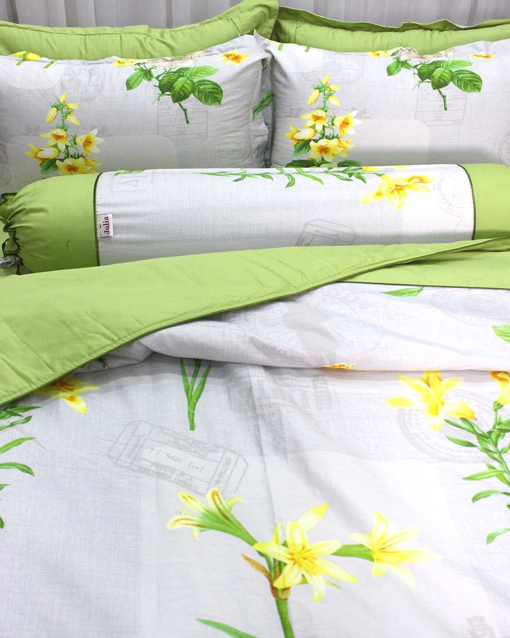 Bộ Vỏ Chăn Ga Gối Cotton Satin Hoa Vàng
