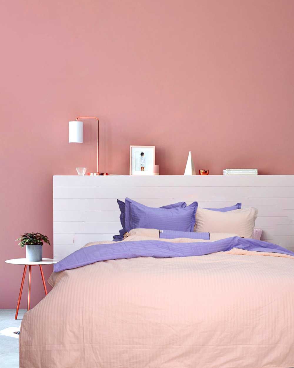 Bộ Vỏ Chăn Ga Gối Cotton Satin Xanh Hồng Trơn