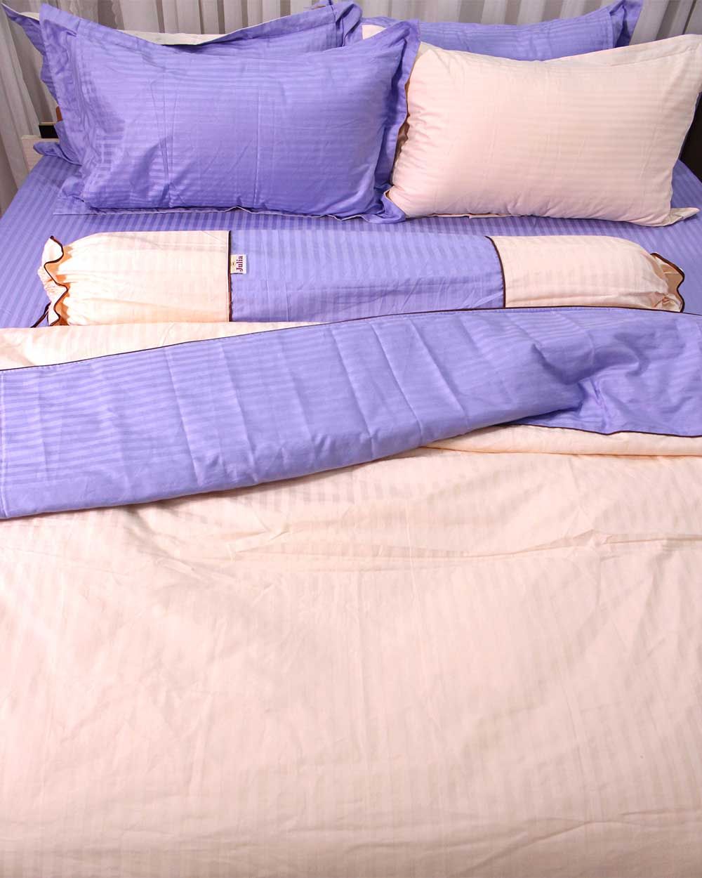 Bộ Vỏ Chăn Ga Gối Cotton Satin Xanh Hồng Trơn