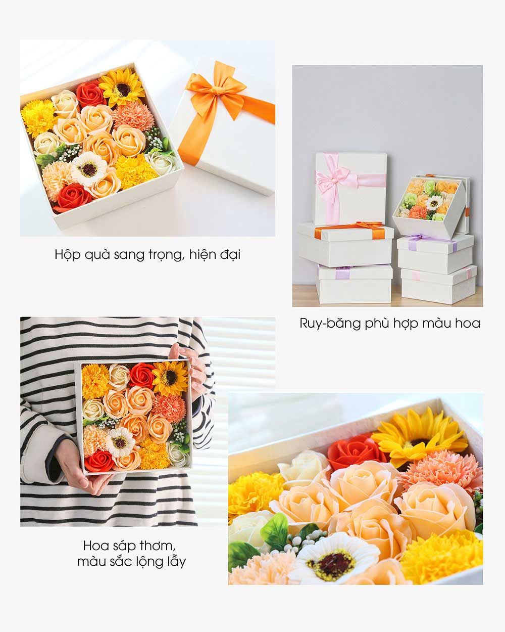 Hộp Hoa Xà Phòng Open My Present 1 Hồng