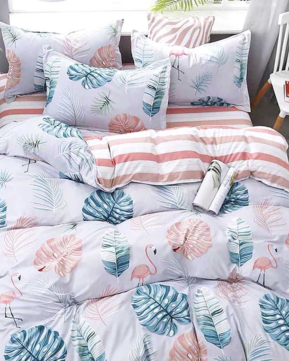 Bộ Chăn Ga 5 Món Layla Lá Nhiệt Đới