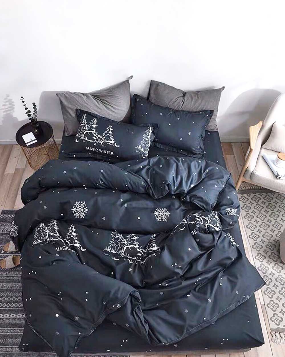 Bộ Chăn Ga 5 Món Layla Mùa Đông Xanh