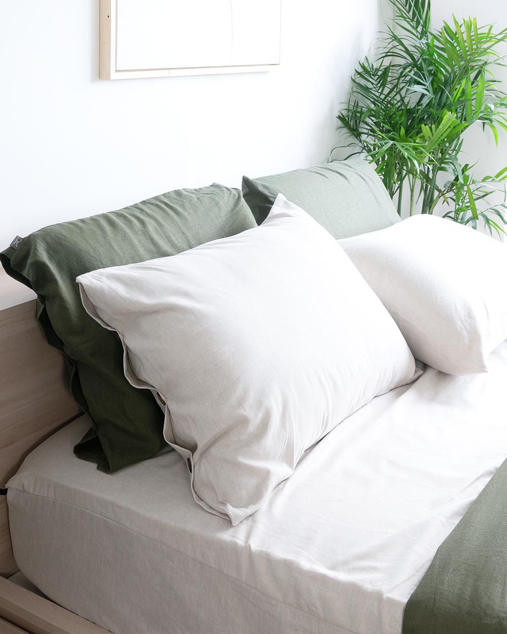 Bộ 2 Vỏ Gối 1 Vỏ Chăn Linen Fika Be Nhạt