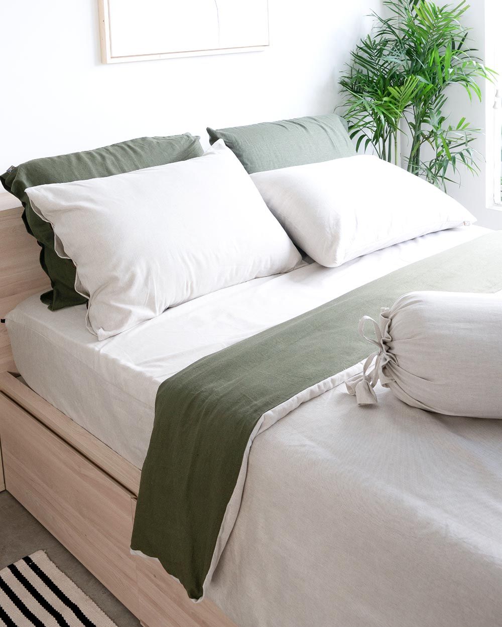 Combo 5 Phụ Kiện Giường Ngủ Linen Fika Be Nhạt