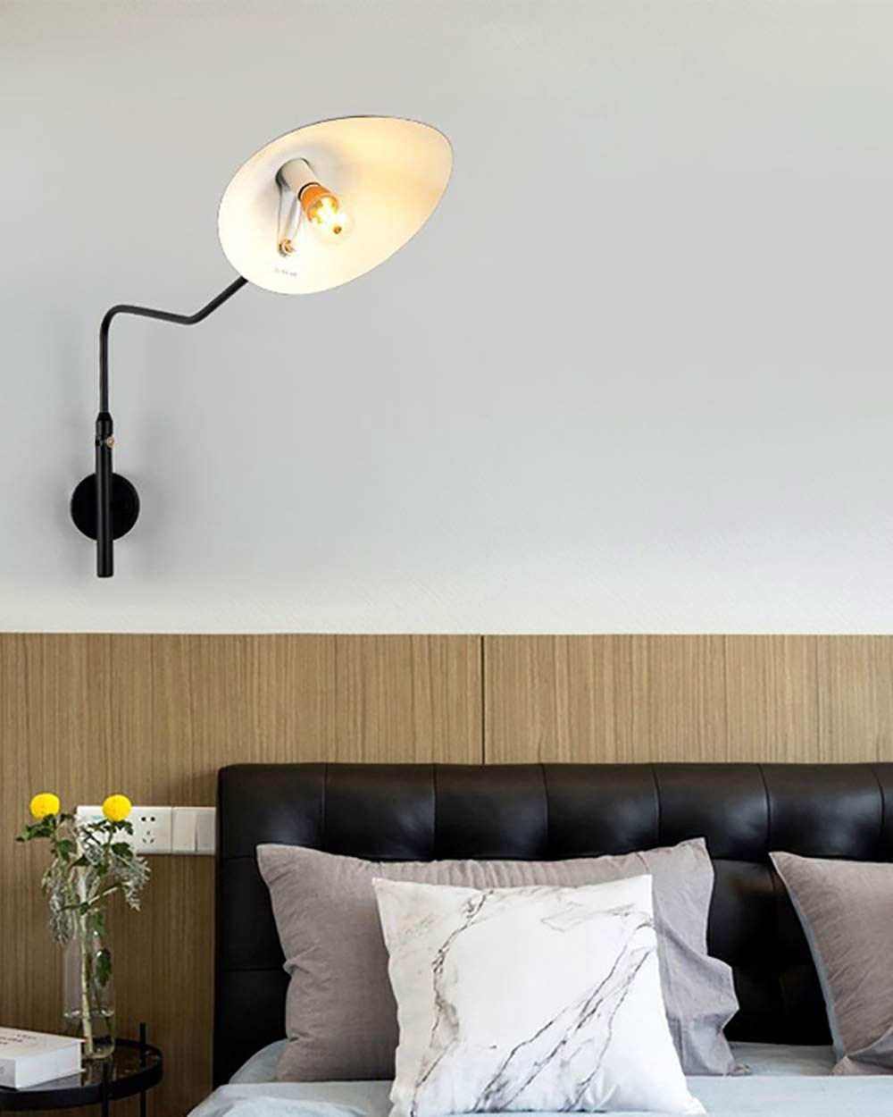 Đèn Tường Thân Gấp Khúc Đen