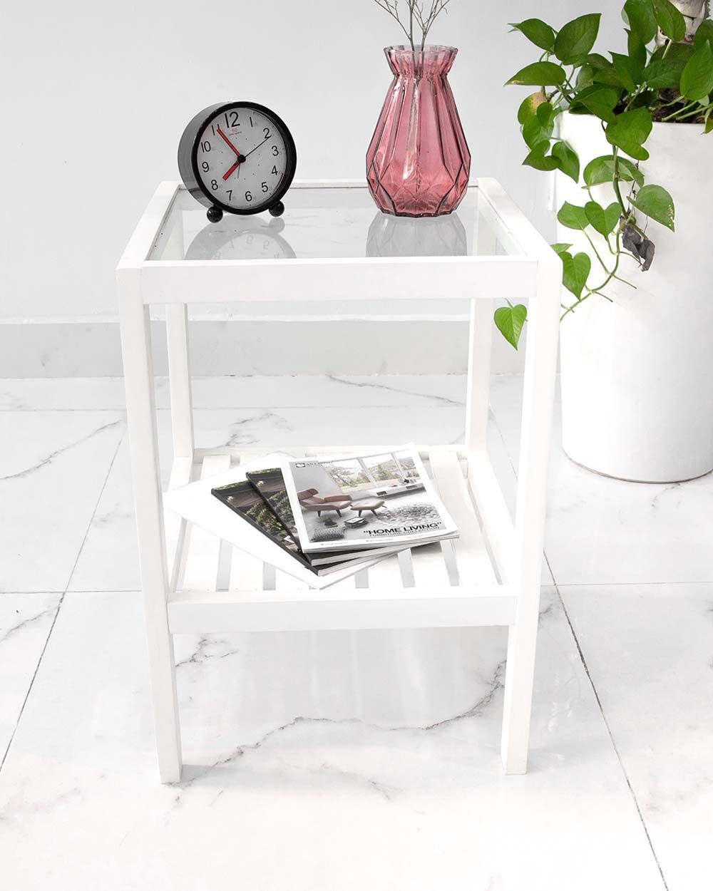 Kệ Kính Đầu Giường Trắng