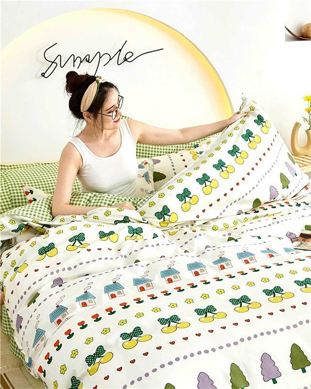 Bộ Chăn Ga Gối Cotton Sweet Love 60