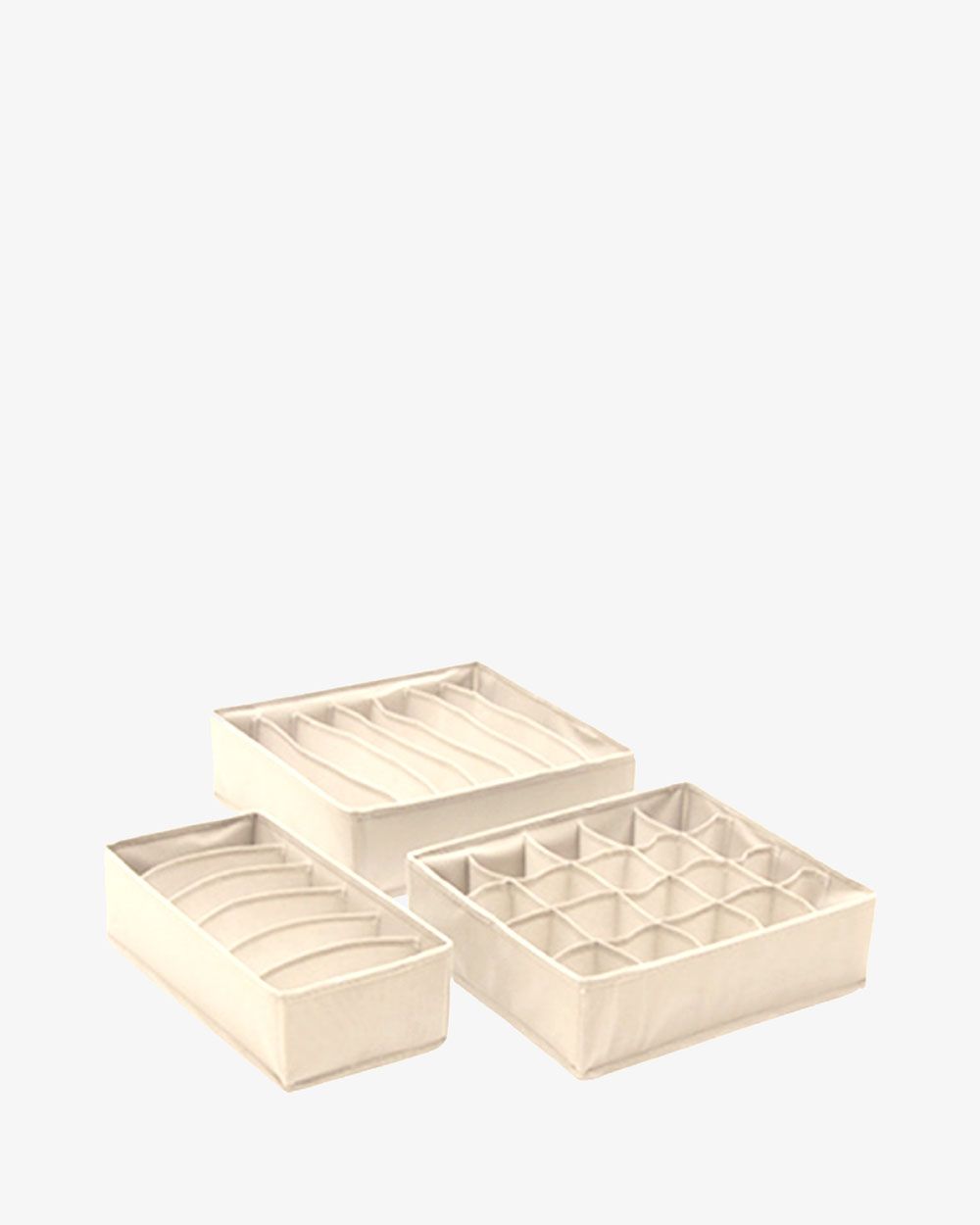 Set 3 Hộp Vải Chia Ngăn Gấp Gọn Be