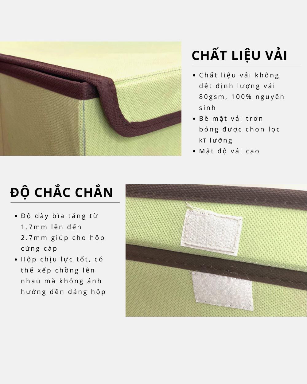 Bộ 2 Hộp Vải Đựng Đồ Lớn Xanh Lá