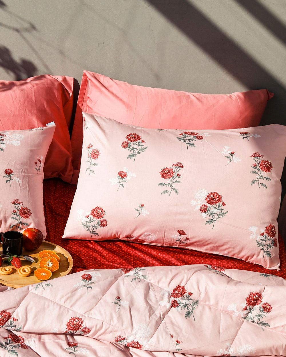 Set Chăn Ga Premium Hoa Cúc Hồng