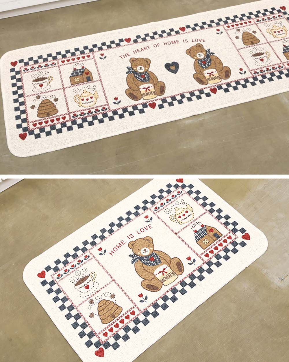Bộ 2 Thảm Cotton 65cm + 120cm In Hình Gấu