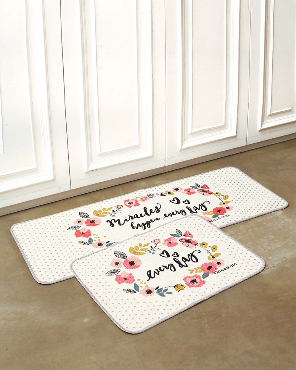 Bộ 2 Thảm Cotton 65cm + 120cm In Hình Chữ Niceday