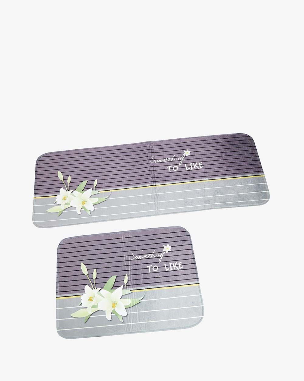 Bộ 2 Thảm DTP 65cm + 120cm Họa Tiết Hoa Lily Nền Xám Nhạt