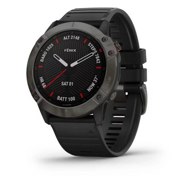 Garmin Fenix 6X - Sapphire, Carbon Gray DLC with Black Band