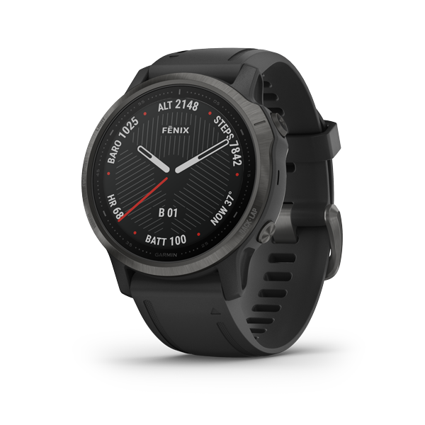 Garmin Fenix 6S - Sapphire, Carbon Gray DLC with Black Band
