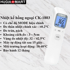 Nhiệt kế hồng ngoại CK-T1803 có 4 chế độ tuỳ chỉnh